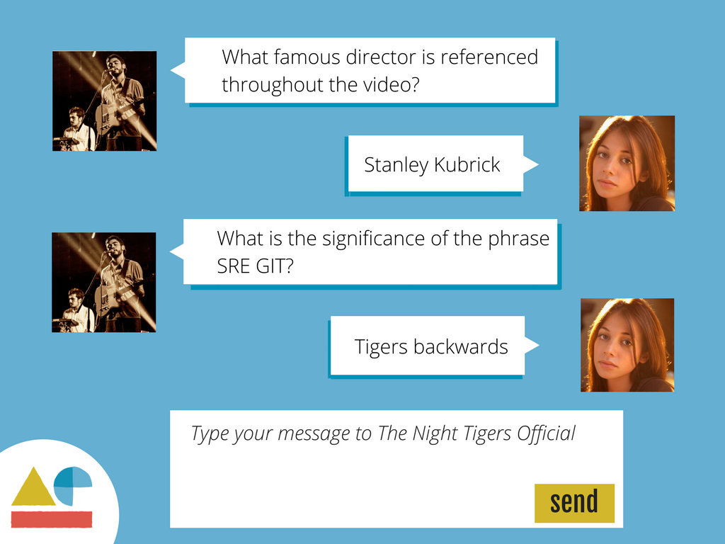 An example of the kind of questions a campaign participant would answer after watching the band's music video.