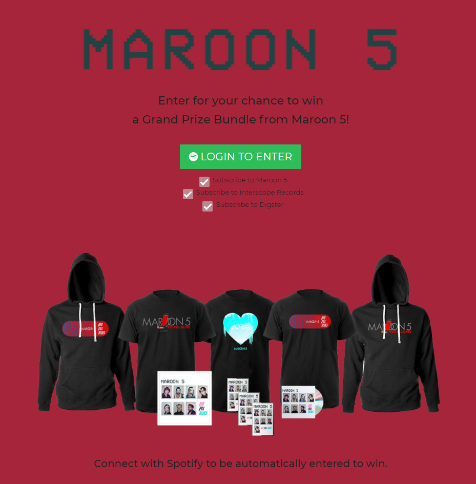 An example of AE (Appreciation Engine) social login on the Maroon 5 website.