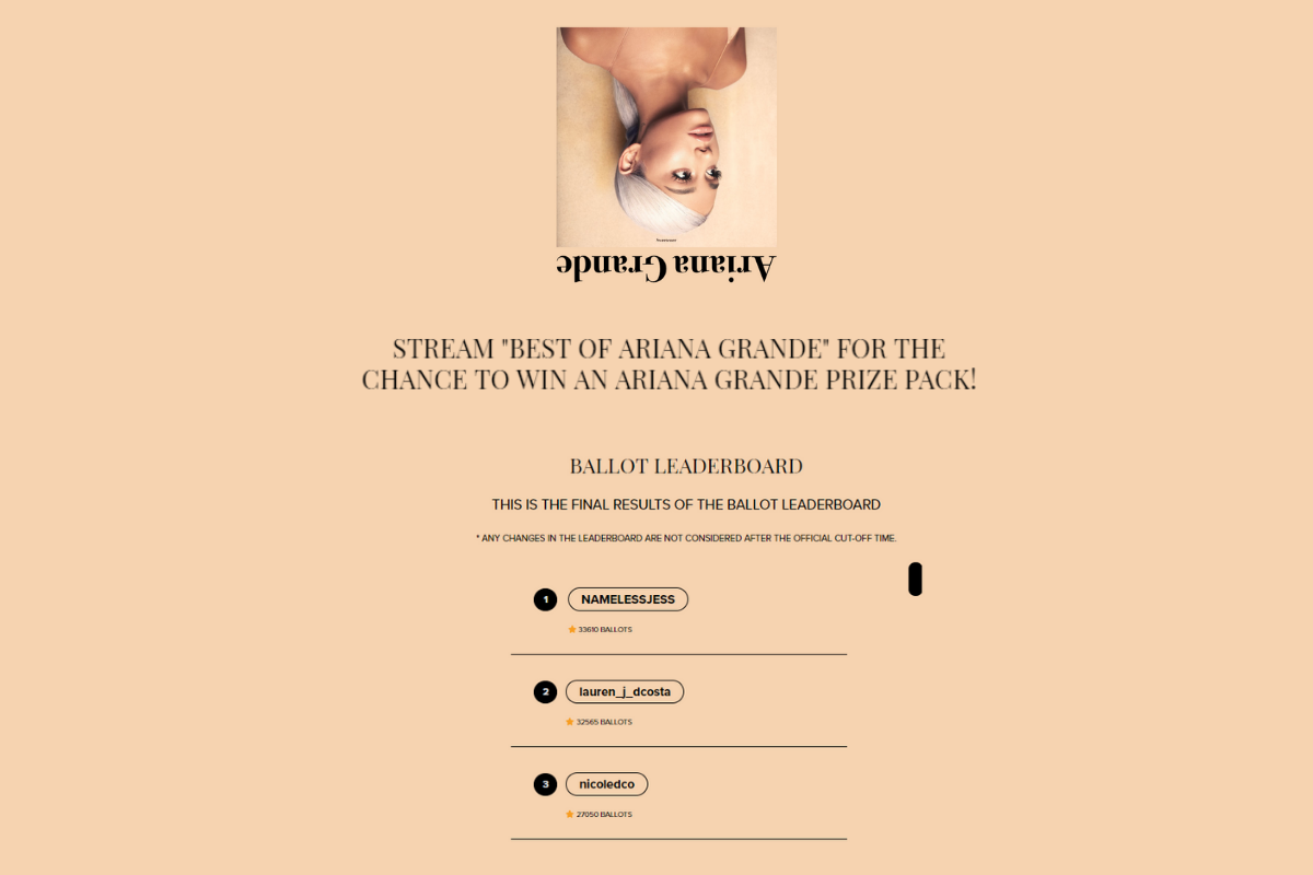 Ariana Grande Leaderboard campaign