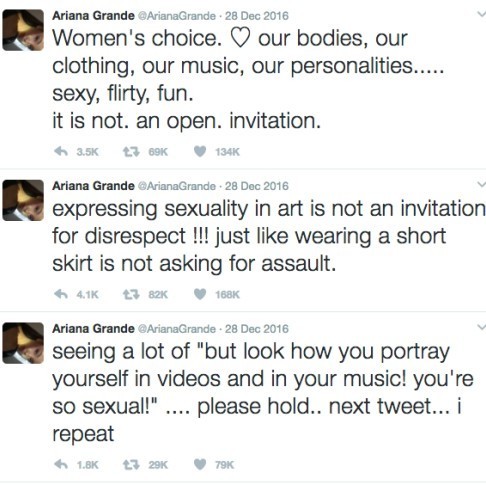 Ariana Grade tweets about gender equality and female empowerment