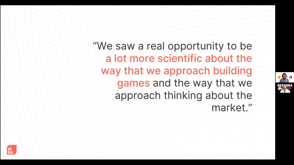 Peter Bailis and Stephan Sherman discuss the importance of using data to guide your game development. (Courtesy of GDC Summer 2020 and Sisu)