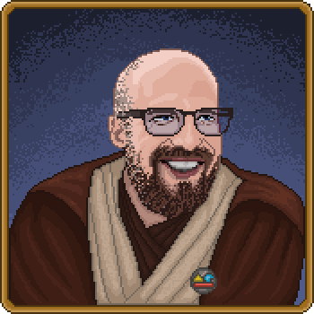 A pixel portrait of Jeff wearing a jedi robe.
